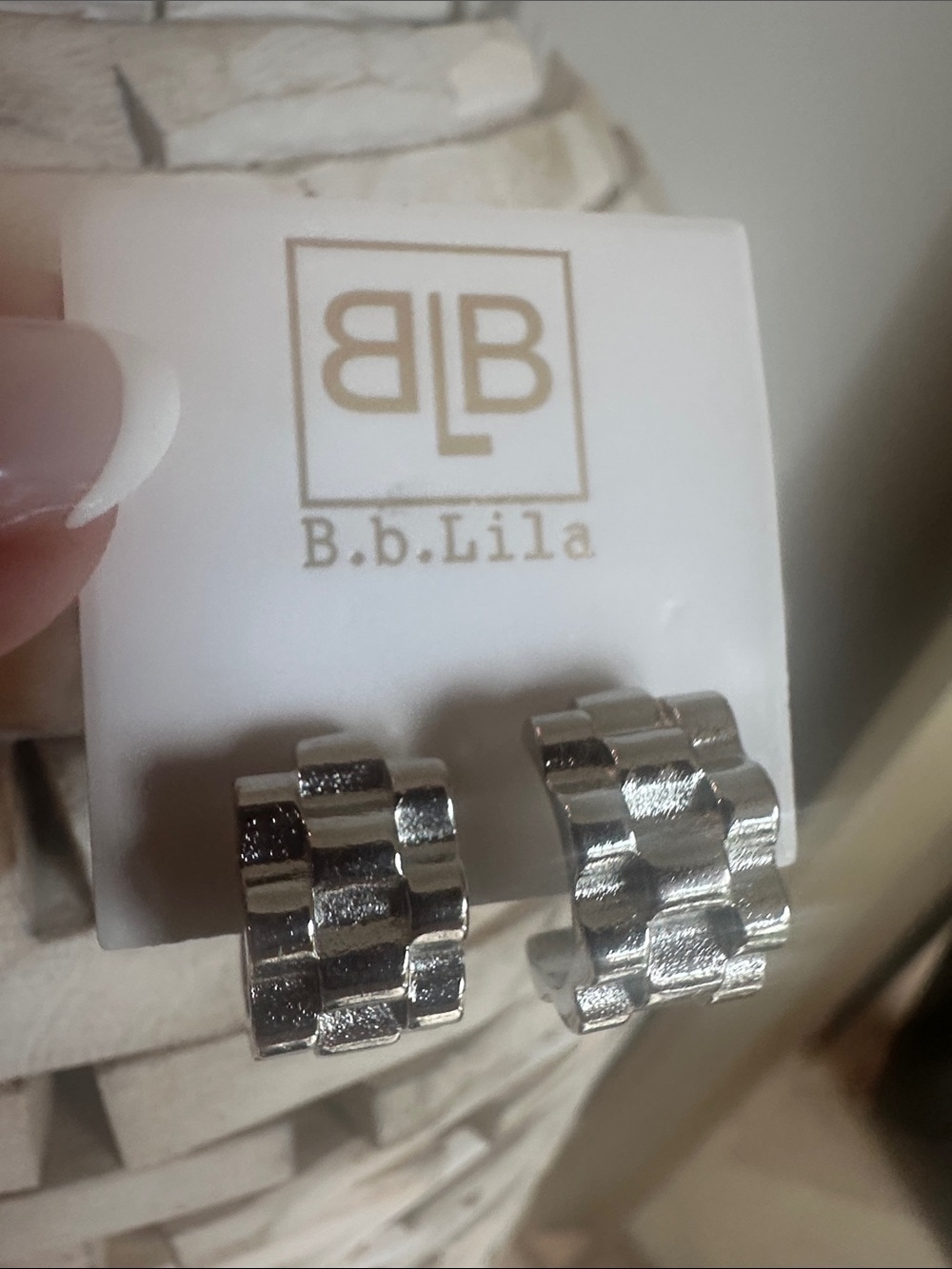 Silver Textured Hoop Earrings